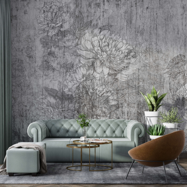 Foto tapete cvijeće na betonskoj pozadini