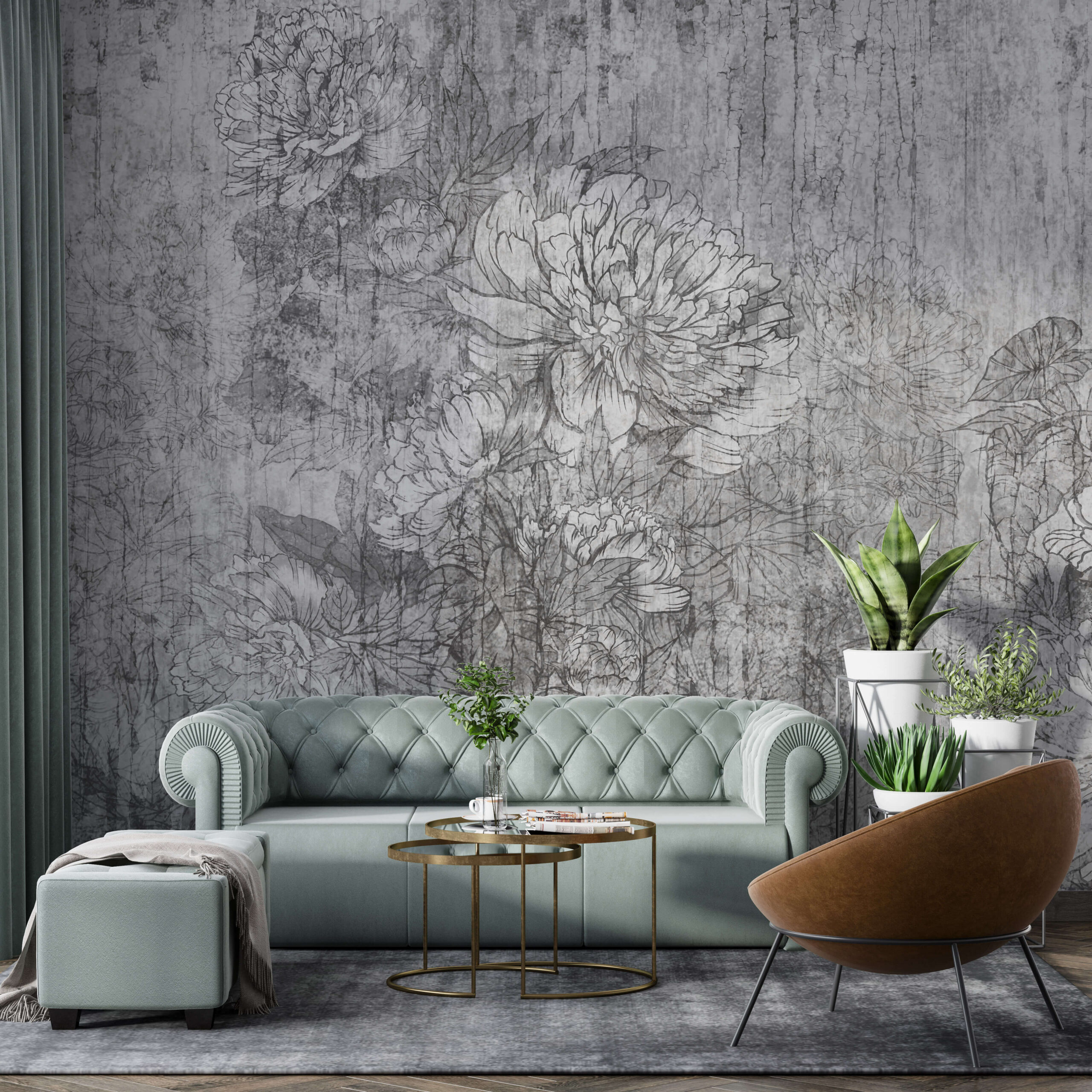 Foto tapete cvijeće na betonskoj pozadini