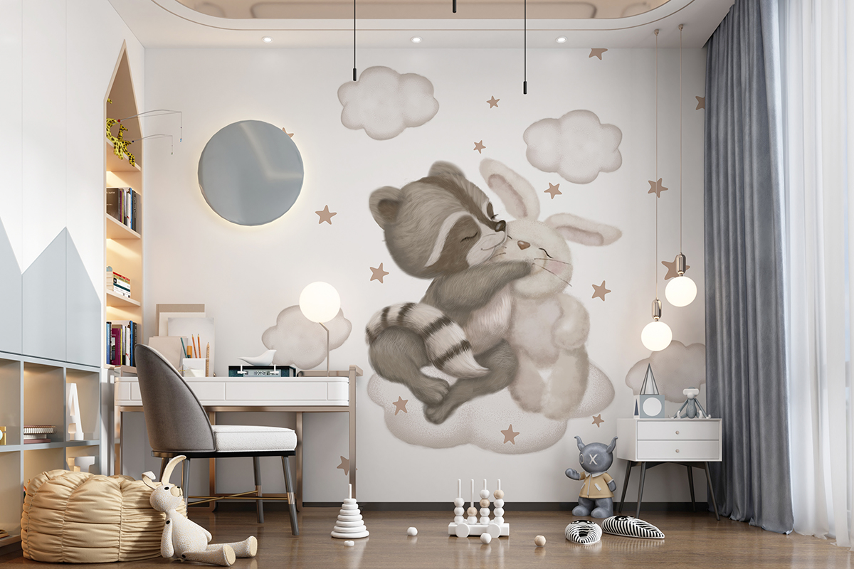 Zidni mural Prijatelji na oblaku