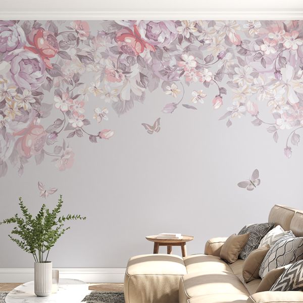 Zidni zidni zid Ružičasto cvijeće