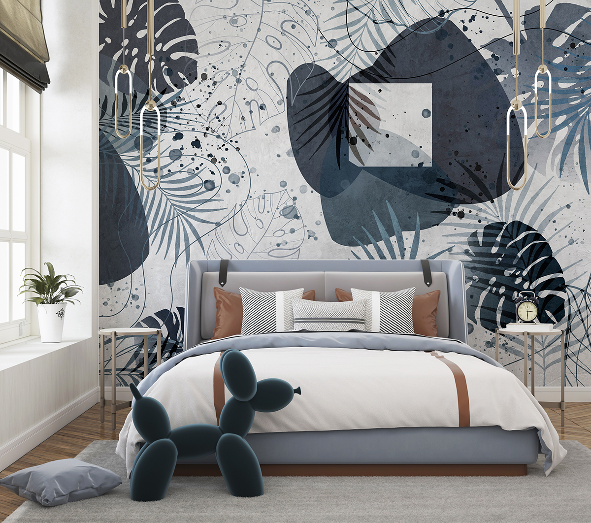 Zidni zidni zid Egzotično lišće