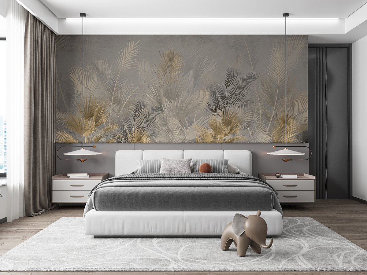 Elegantna zidna stena od palminog lišća