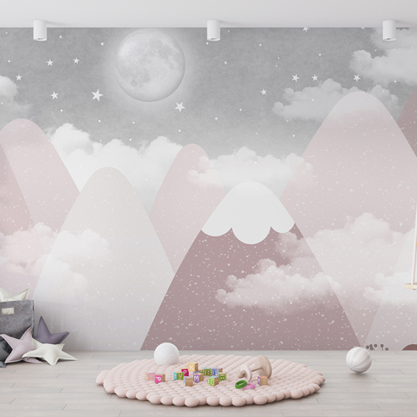 Zidna freska Pun mjesec u planinama