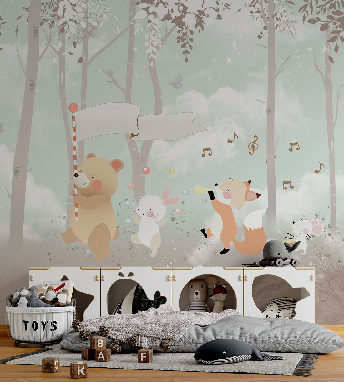 Zidni mural Životinje Glazbenici