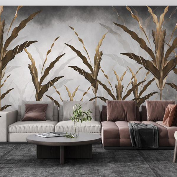 Zidni zid smeđeg lišća