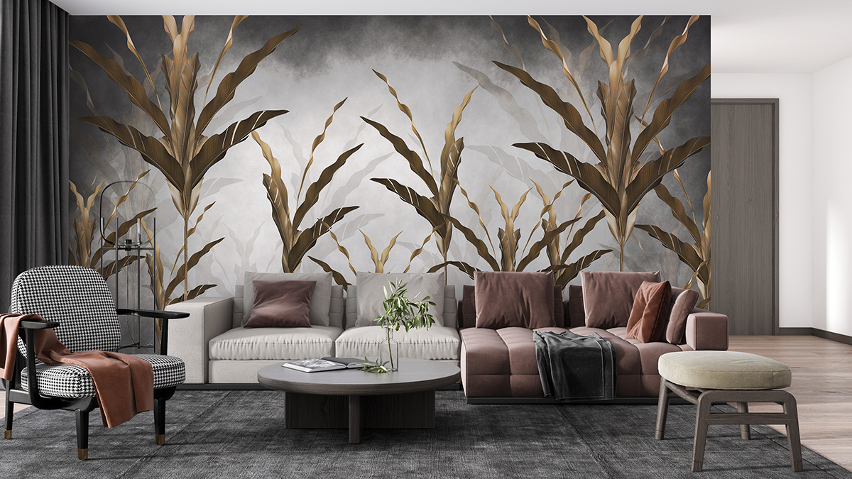 Zidni zid smeđeg lišća