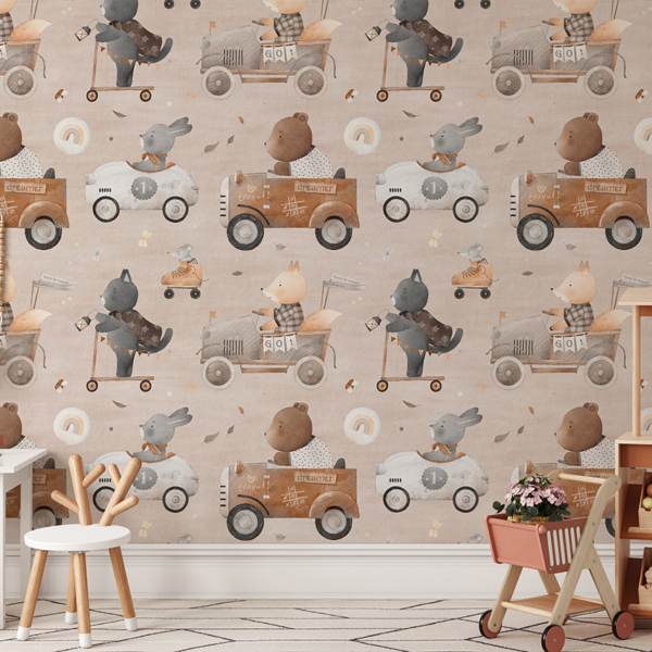 Retro Automobili Životinje Zidni mural