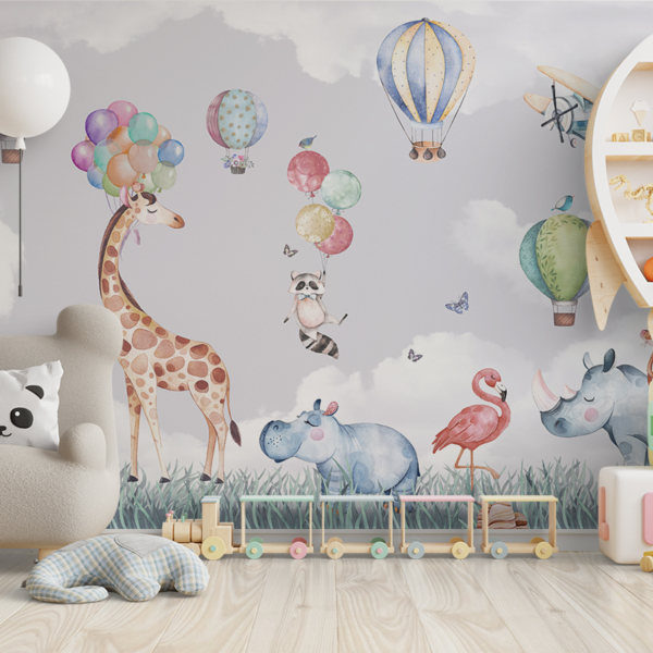 Zidni mural Žirafa s balonima