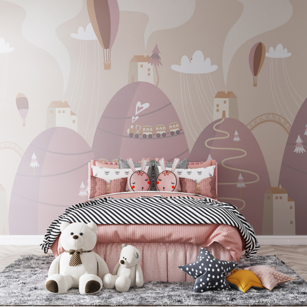 Zidni mural Pink Mountain Village