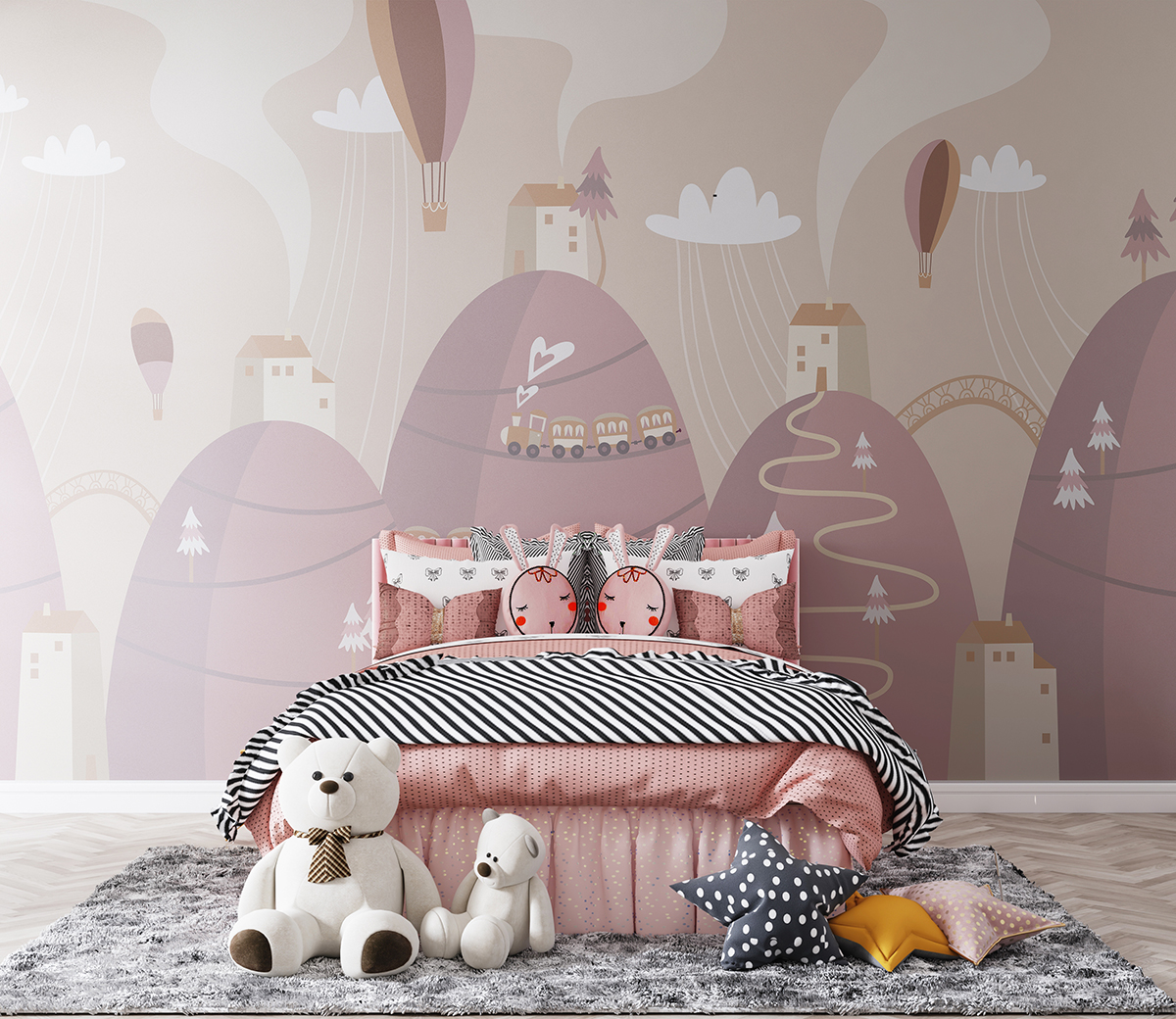 Zidni mural Pink Mountain Village