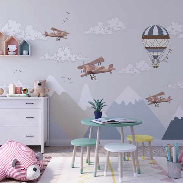 Zidni mural Let među planinskim vrhovima