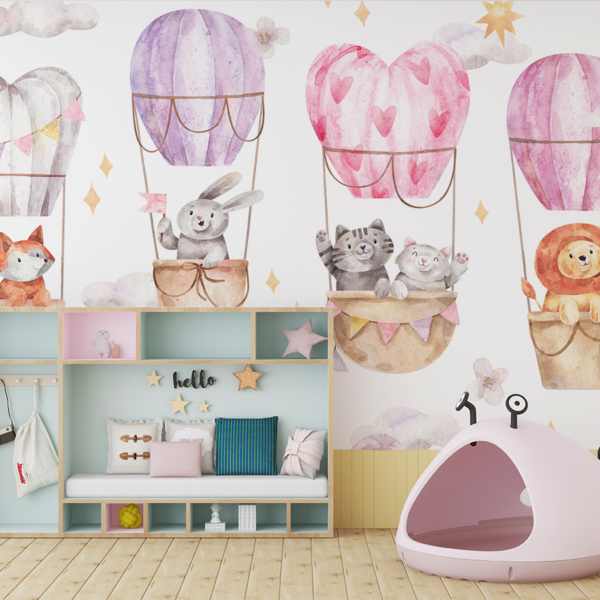 Pozadina Životinje koje putuju u balonima