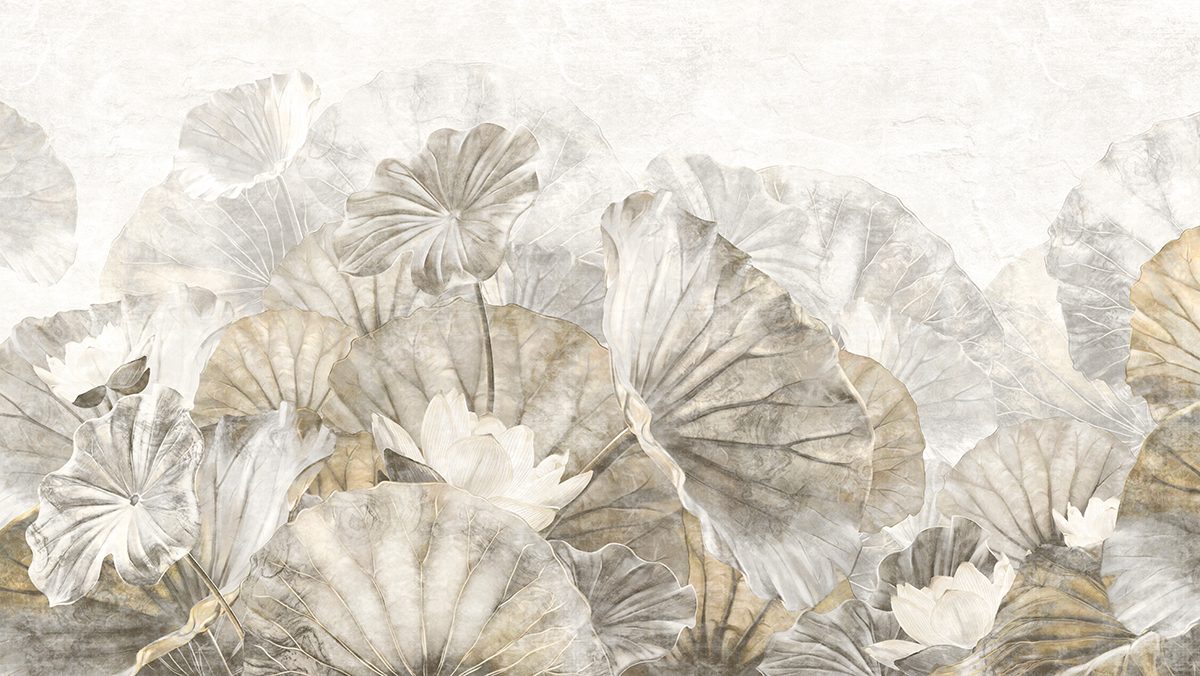 Illustration,Of,Botanical,Wallpaper,Print,Design,With,Lotus,Leaves,And