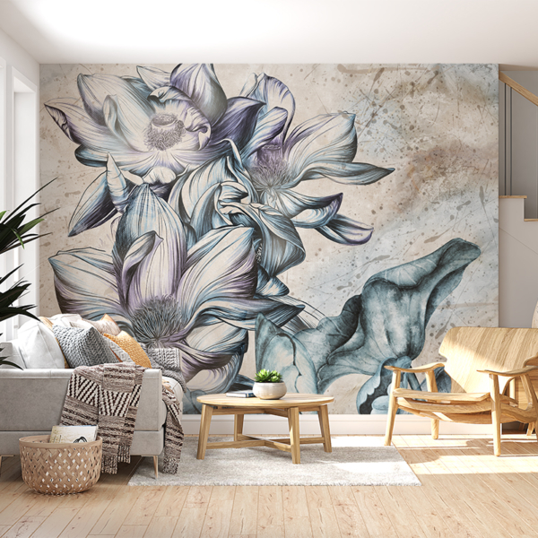 Foto pozadina plava od velikih cvjetova