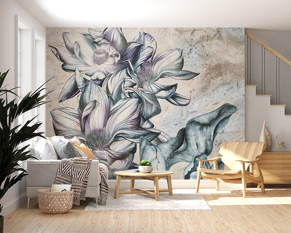 Foto pozadina plava od velikih cvjetova