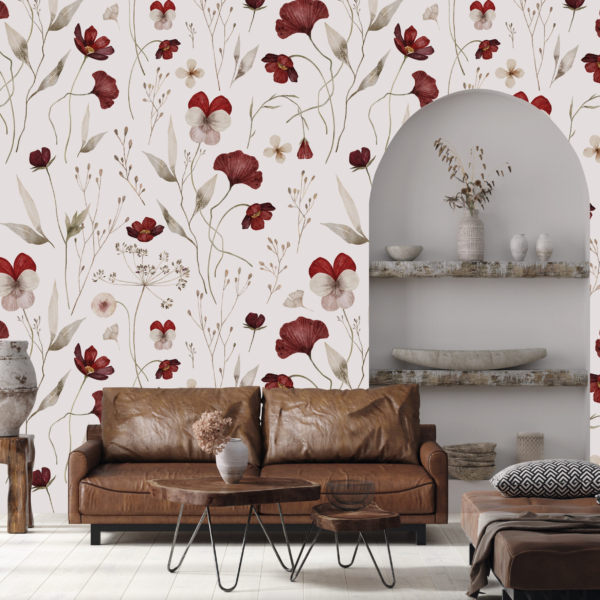 Zidni zidni zid Burgundsko cvijeće