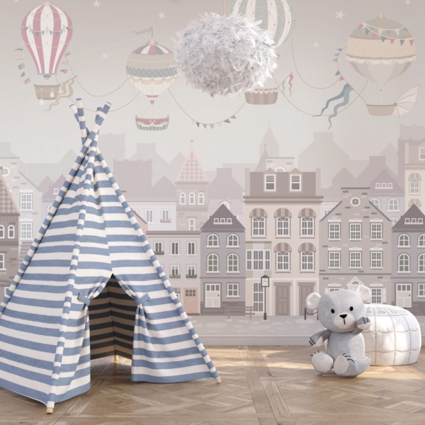 Zidni mural Baloni iznad grada