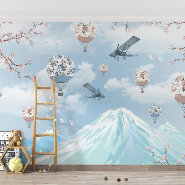 Zidni mural Baloni i avioni u zemlji izlazećeg sunca