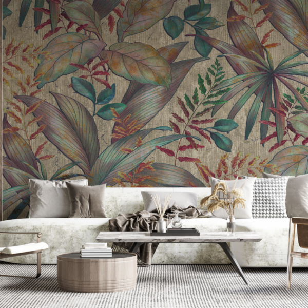 Šareni zidni zidni zid tropskog lišća