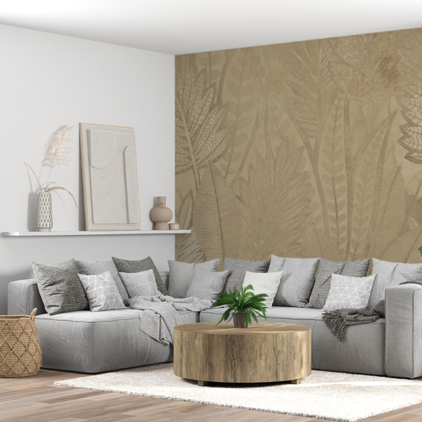 Bež zidni zidni zid tropskog lišća