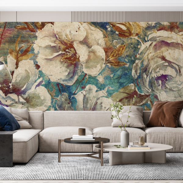 Bijeli cvjetovi na zidnom zidu od tkanine