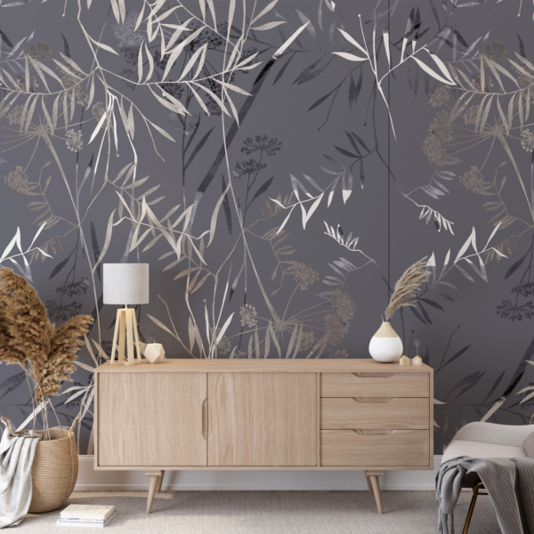 Foto pozadina Bijelo lišće u tamnoplavoj boji