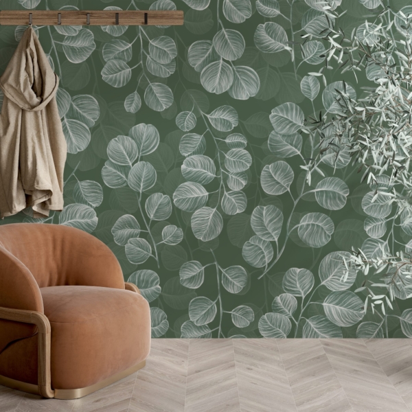 Bijelo lišće u zelenom zidnom zidu