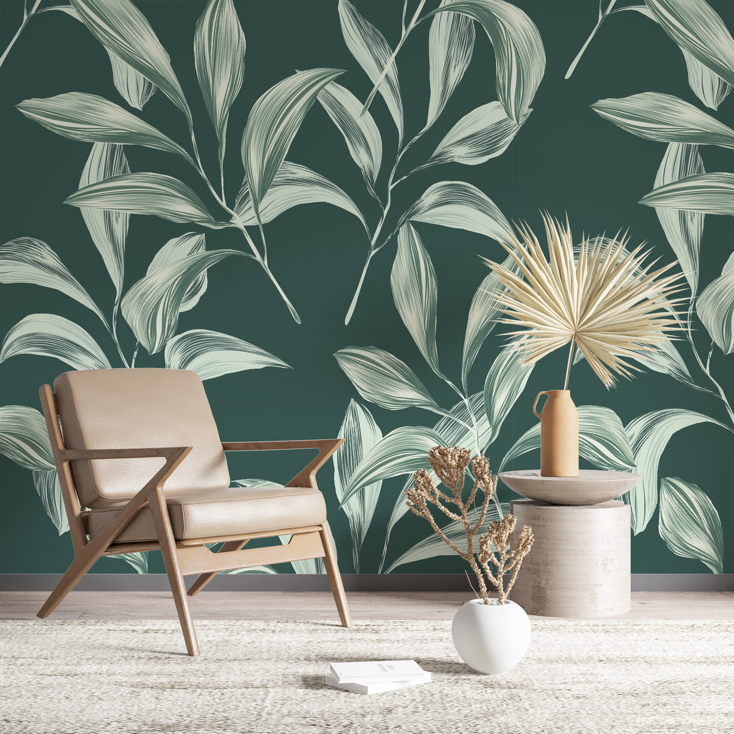 Zidni mural Bijelo lišće