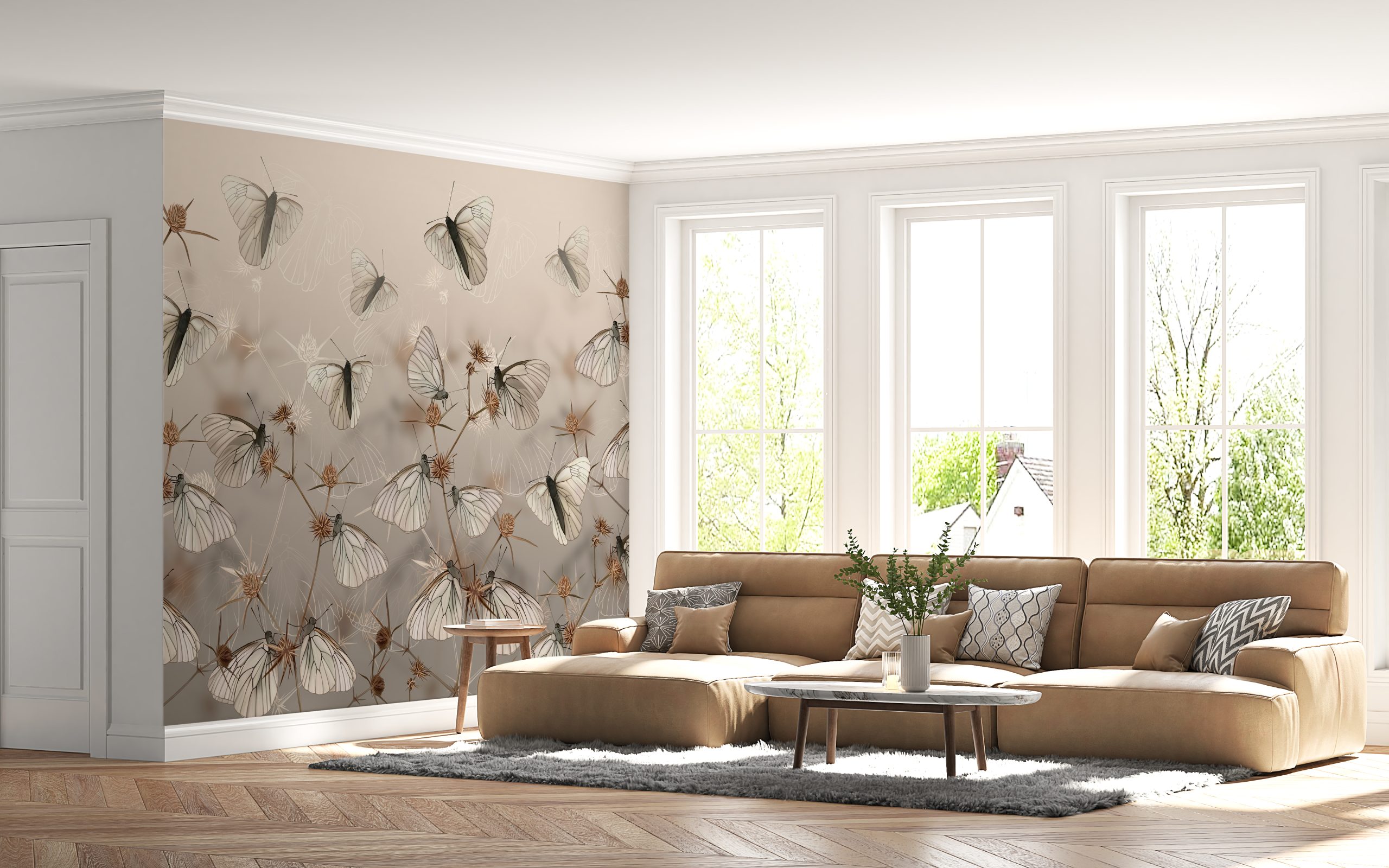 Zidni zidni zid Bijeli leptiri