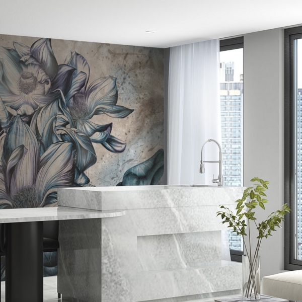 Foto pozadina plava od velikih cvjetova