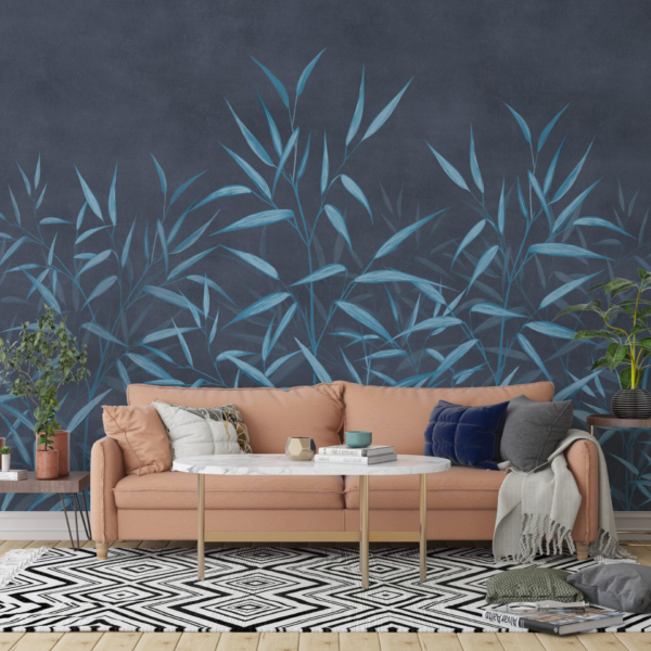 Zidni zidni zid Blue Leaves