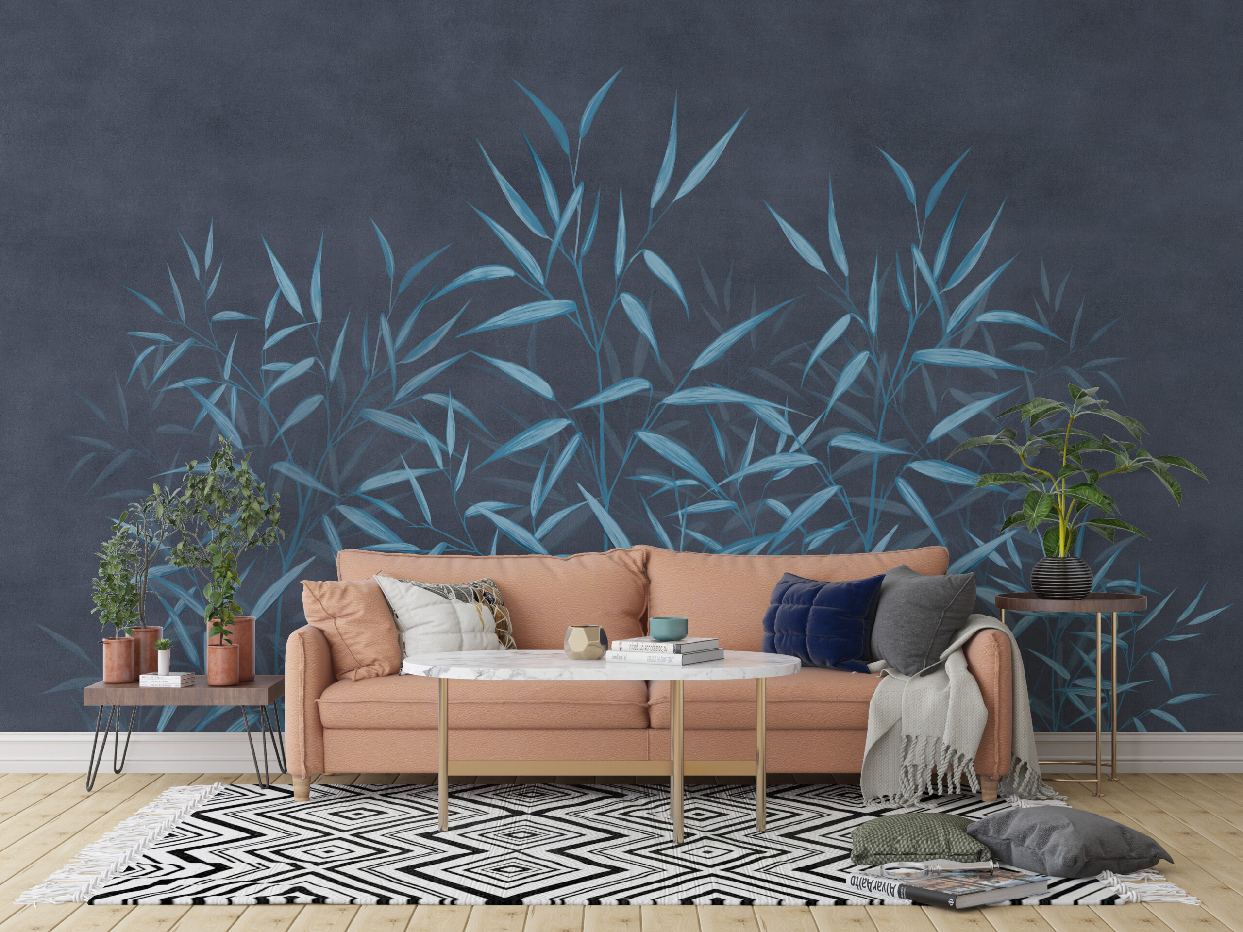 Zidni zidni zid Blue Leaves