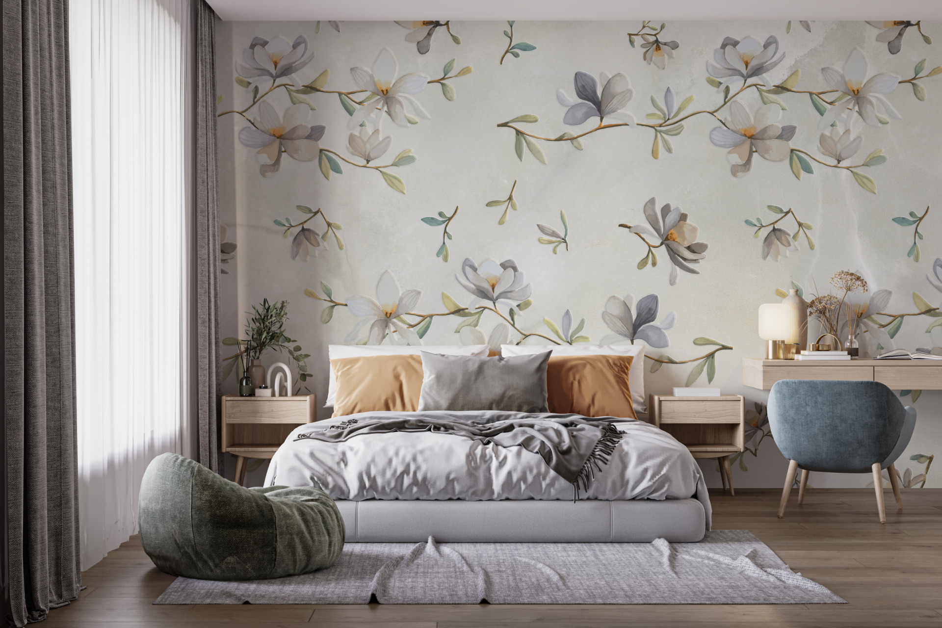 Zidni mural Plavo proljetno cvijeće