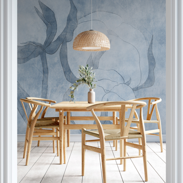 Zidni mural plavog pamučnog cvijeta