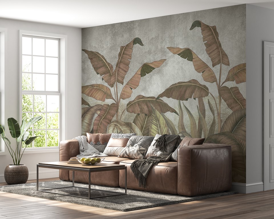 Zidni mural Banana Leaf Brown