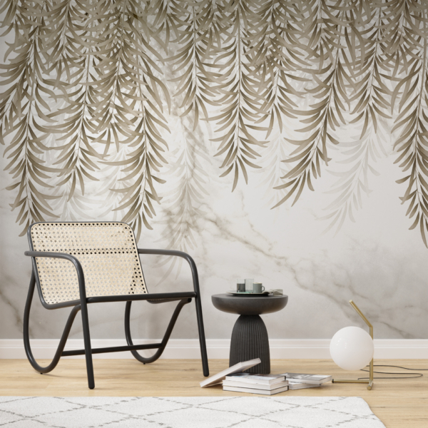 Smeđe lišće na mramornom zidnom zidu