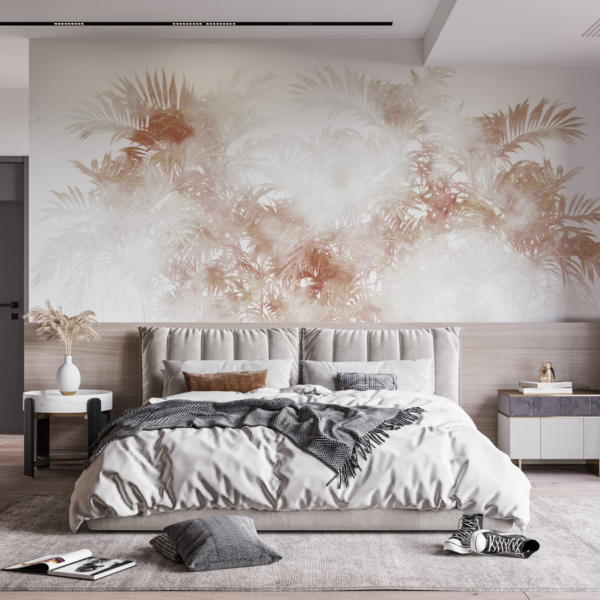 Zidni mural smeđe palme u magli