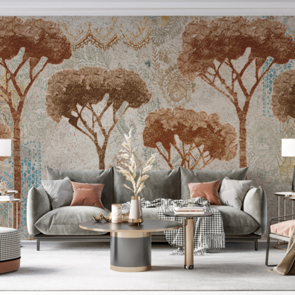 Zidni mural smeđeg bora