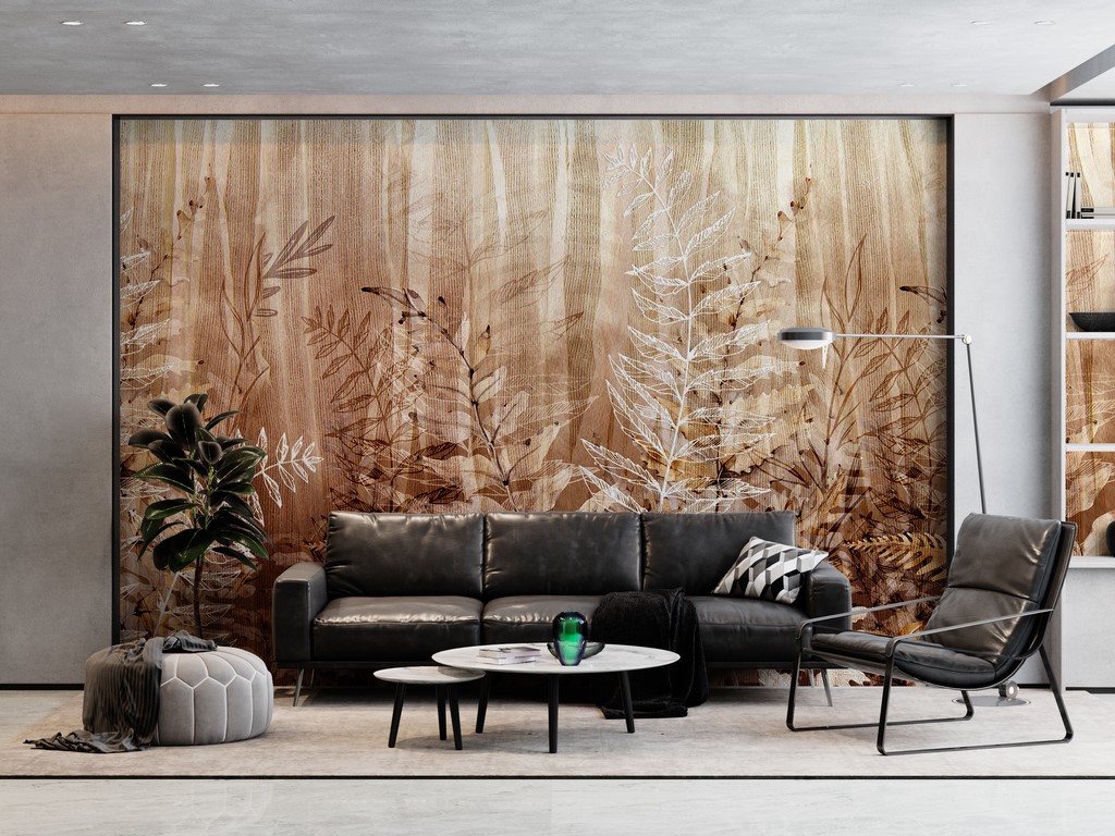 Zidni mural šume smeđe paprati