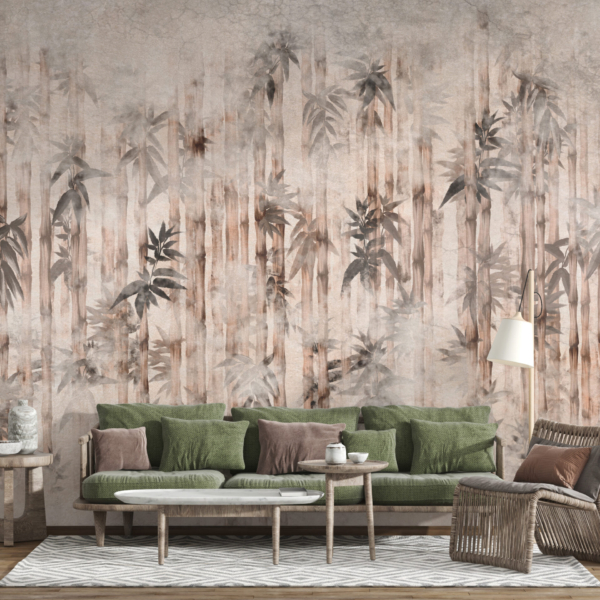 Zidni mural smeđeg reda drveća