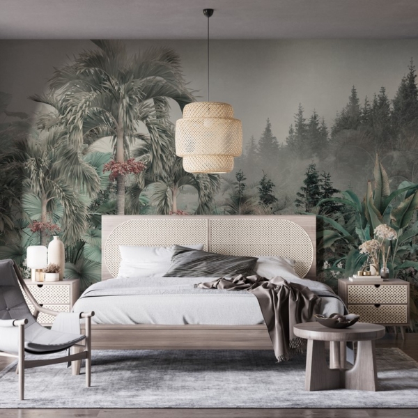 Zidni zid Bujna vegetacija u magli