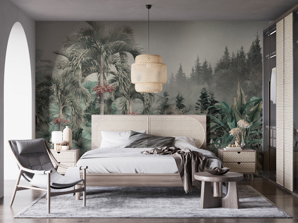 Zidni zid Bujna vegetacija u magli