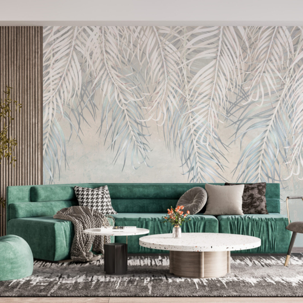 Zidni zidni zid s tankim palminim lišćem