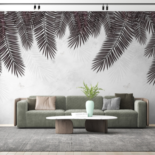 Zidna freska s crnim palminim lišćem