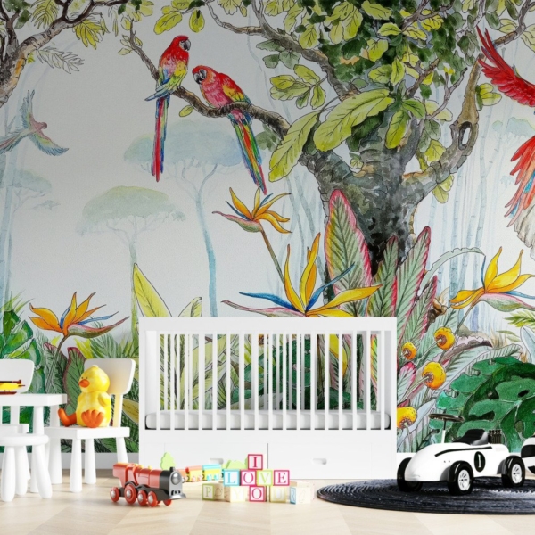 Zidni mural Crvene papige u džungli