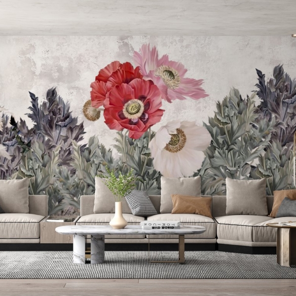 Zidni mural Crveni buket maka