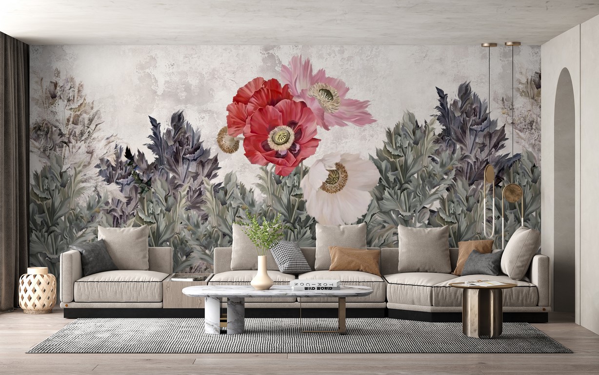 Zidni mural Crveni buket maka