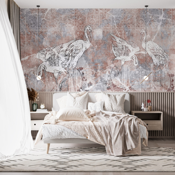 Zidni mural Četiri bijele ptice