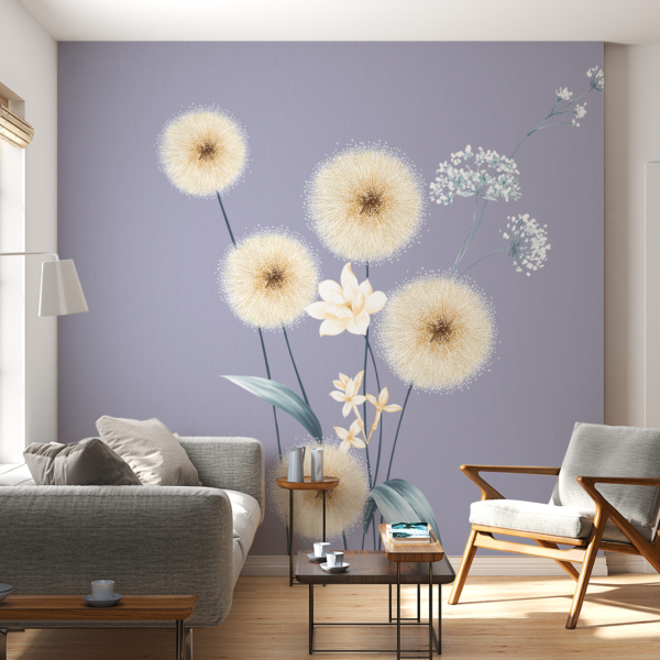 Nježni zidni mural maslačak