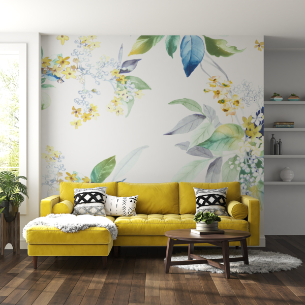 Nježno cvijeće u bijelom zidnom zidu